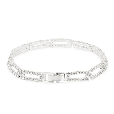 Diamante crystal open rectangular bracelet